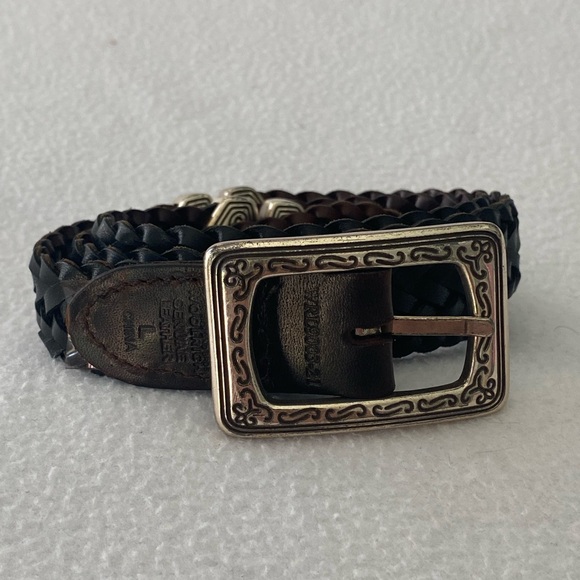 Vintage WOOLRICH Braided Leather Belt Reversible Black Brown Twist Size Large - Picture 1 of 7